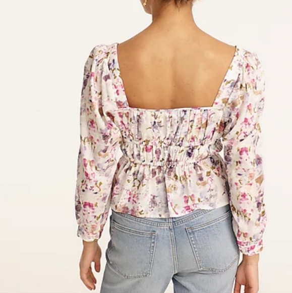 Flora Obscura x J Crew Floral 100% Cotton Cinched Waist Top size 00 - Picture 5 of 13